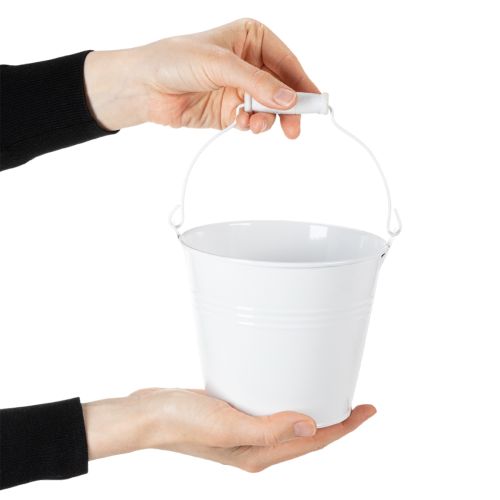 White tin buckets Ø14cm H12cm 6 pcs | Floristik24.ie