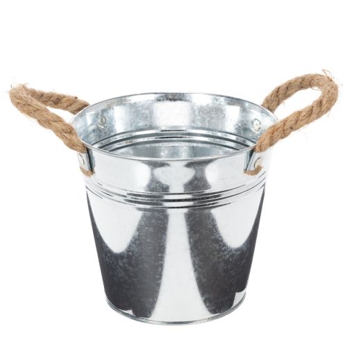 Glossy metal bucket with rope handles, Ø16cm buy online | Floristik24.ie
