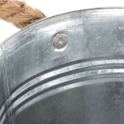 Glossy metal bucket with rope handles, Ø16cm | Floristik24.ie