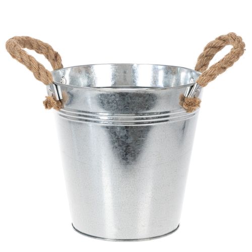 Glossy metal bucket with rope handles, Ø18cm buy online | Floristik24.ie