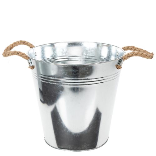 Glossy metal bucket with rope handles, Ø25cm buy online | Floristik24.ie