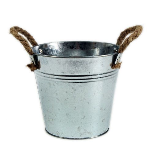 Product Decorative bucket flowerpot metal with rope handles Ø20cm