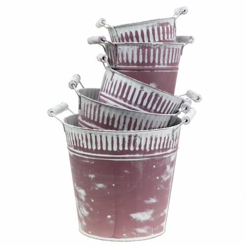 Product Tin bucket lilac white washed Ø13-22cm