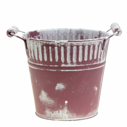 Floristik24 Tin bucket lilac white washed Ø19cm H17cm 1p