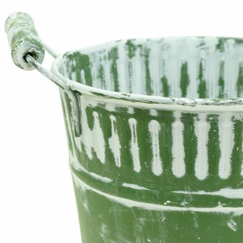 Floristik24 Metal bucket green whitewashed Ø19cm H17cm 1 pc
