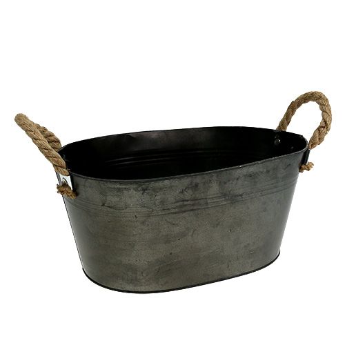 Tin bowl antique oval 31 x 20cm H15cm 2pcs