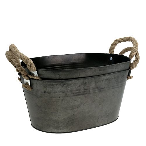 Floristik24 Tin bowl antique oval 31 x 20cm H15cm 2pcs