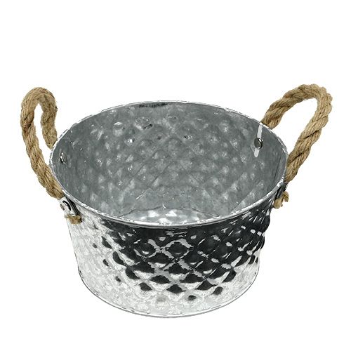 Product Sheet metal bowl with rope handles Ø18cm H10cm
