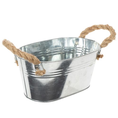 Metal bowl with rope handles, silver, 22cm high, 10cm high | Floristik24.ie