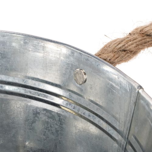 Glossy metal bowl with rope handles, Ø22cm | Floristik24.ie
