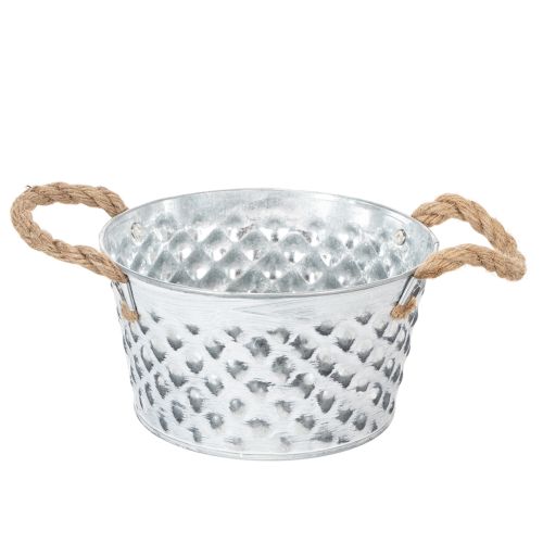 Sheet metal bowl with rope handles Ø18cm H10cm buy online | Floristik24.ie
