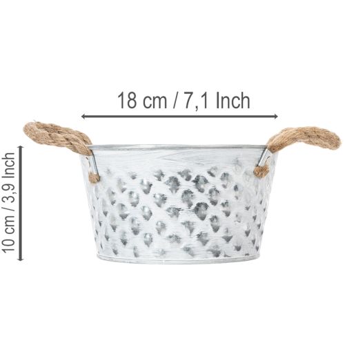 Sheet metal bowl with rope handles Ø18cm H10cm | Floristik24.ie