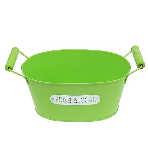 Floristik24 Tin bowl oval green 22cm x 15cm H10cm