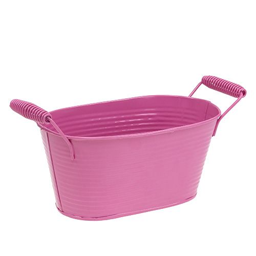 Floristik24 Sheet metal bowl oval pink 19.5cm x 11cm x 9cm