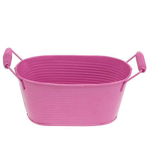 Floristik24 Sheet metal bowl oval pink 19.5cm x 11cm x 9cm