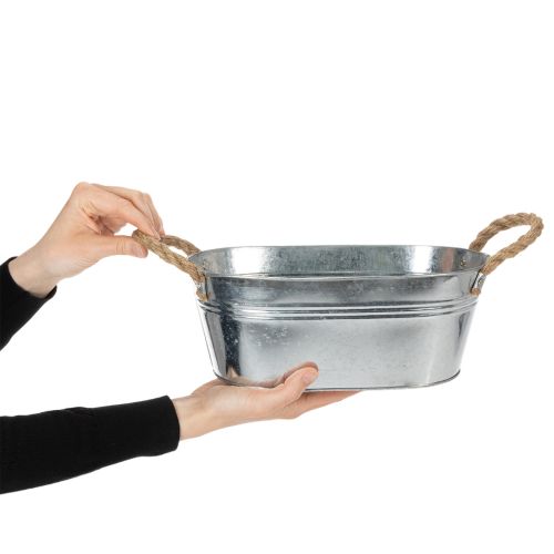 Oval tin bowl silver 30cm x 17cm x 10cm | Floristik24.ie