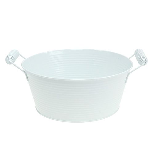 Floristik24 Tin bowl with handles white Ø22cm H9.5cm