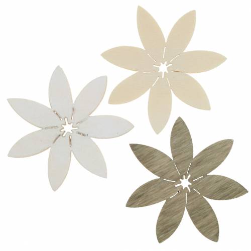 Floristik24 Wooden flowers to scatter white, brown Ø4cm 72p