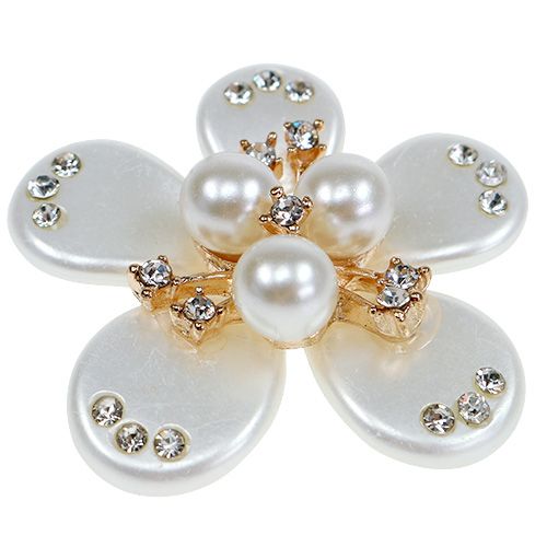 Product Blossom with pearls in cream Ø4cm 8pcs