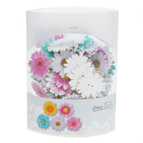 Floristik24 Flowers as buttons made of wood Ø3.5cm assorted 90pcs