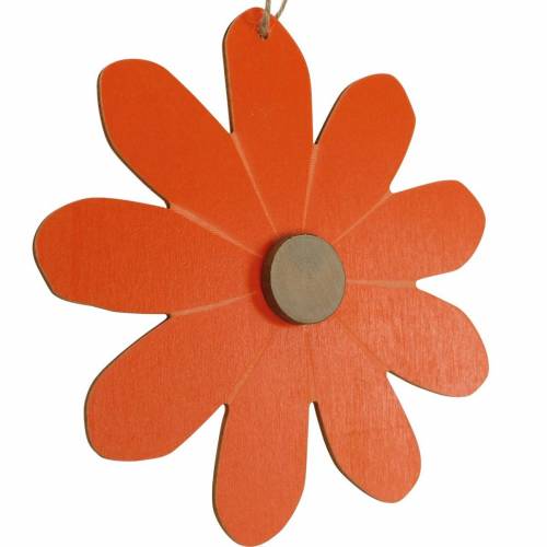 Flower pendant, decorative flowers orange and white, wooden decoration, summer, decorative flowers 8 pieces