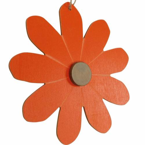 Floristik24 Flower pendants, decorative flowers orange and white, wooden decoration, summer, decorative flowers 8 pieces