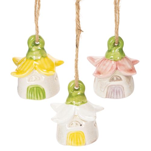 Floristik24 Hanging decoration flower ceramic fairy house as decoration for hanging 6cm 6pcs