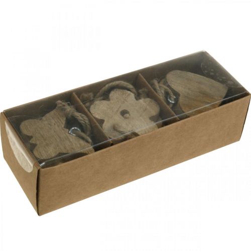 Floristik24 Wooden pendant, flower butterfly heart, spring decoration natural H5.5/4cm 12 pieces