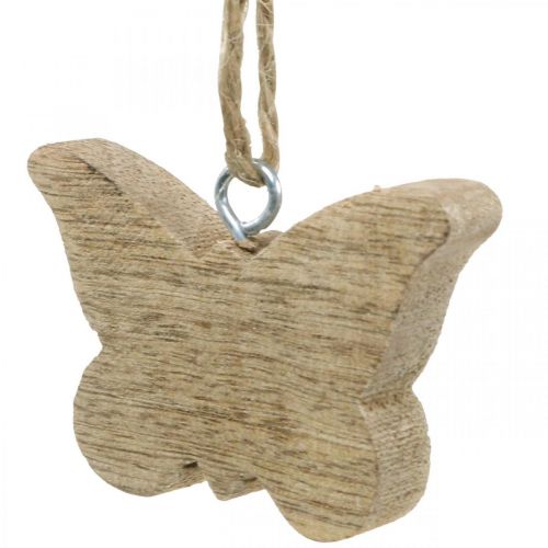 Product Wooden pendant, flower butterfly heart, spring decoration natural H5.5/4cm 12 pieces