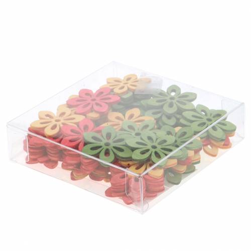 Floristik24 Scatter decoration flower wood orange, yellow, green 4cm 72 pcs