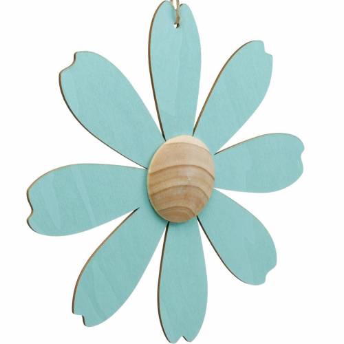 Product Wooden flowers for hanging, spring decoration, wooden flower pink and blue, summer, decorative flowers 4pcs