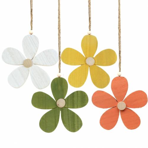 Flower wood for hanging assorted colors 16cm 4pcs