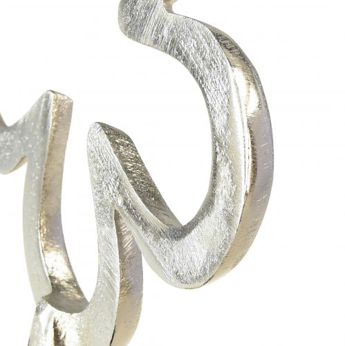 Floristik24 Flower Metal Decoration Silver Black Wooden Base 15×30cm