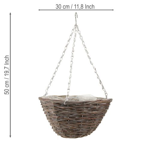 Product Hanging Flower Bowl Wood Natural Grey Ø30cm 2pcs