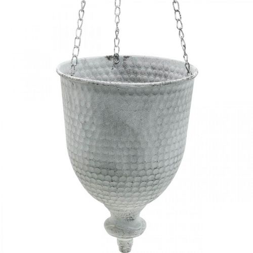 Floristik24 Hanging basket Shabby Chic White Ø21cm with hook and chain