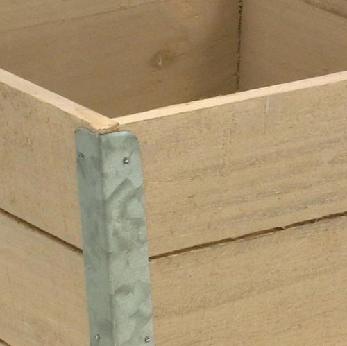 Flower box wooden planter shabby chic beige 12.5×14.5×14.5cm
