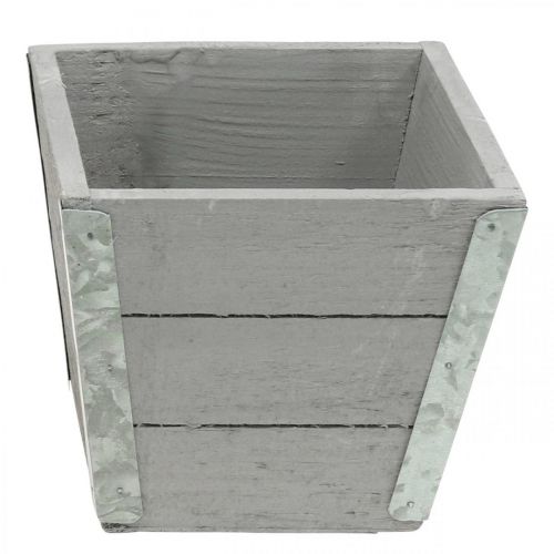 Product Flower box wooden planter shabby chic gray 12.5×14.5×14.5cm