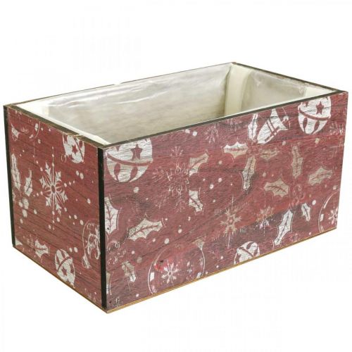 Product Vintage Christmas flower box, wooden planter, red, 24-40cm, set of 4