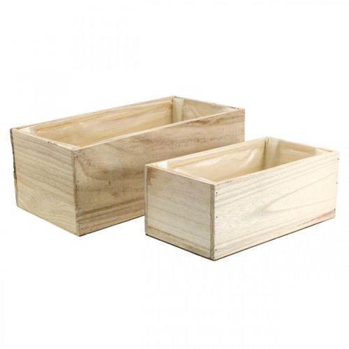 Product Flower box wooden planter natural L30/40cm set of 2