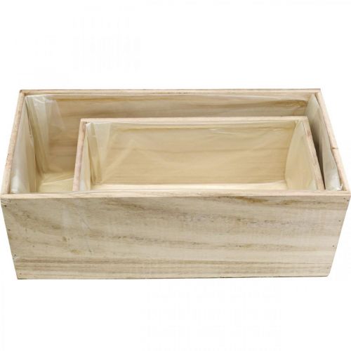 Floristik24 Flower box wooden planter natural L30/40cm set of 2