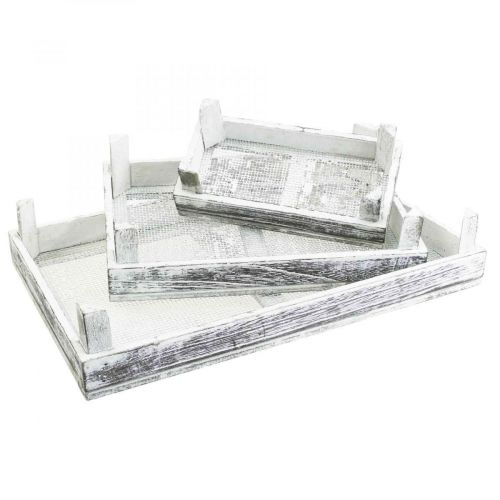 Floristik24 Decorative tray wood shabby chic arrangement underlay set of 3