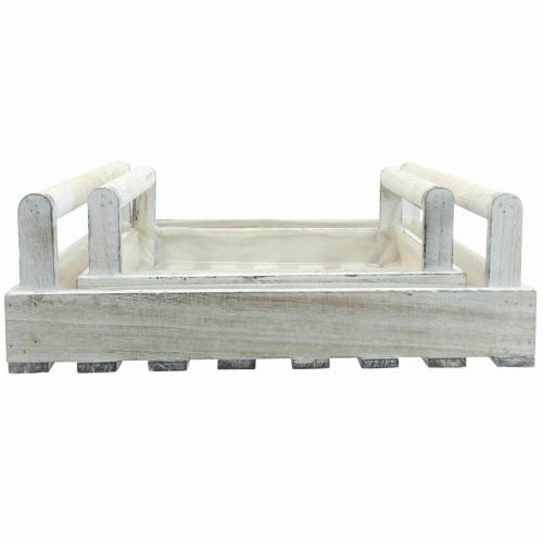 Product Flower Box Shabby Chic Planter Wood White 38/31cm Set of 2