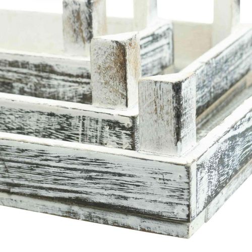 Product Decorative tray wood shabby chic arrangement underlay set of 3