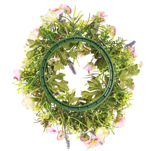 Product Flower wreath artificial spring flowers cream pink Ø33cm