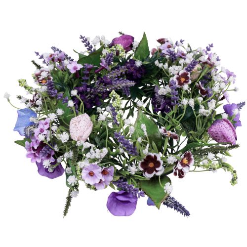Floristik24 Flower wreath artificial wall decoration flowers purple white Ø30cm H9cm