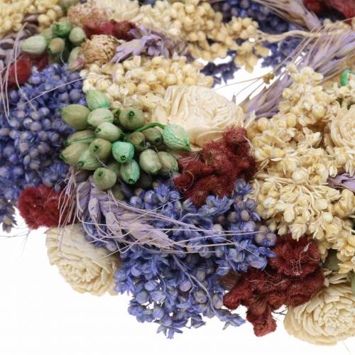 Floristik24 Decorative wreath of dry grass and artificial flowers lilac Ø20cm