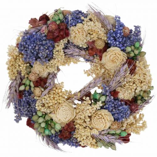 Floristik24 Decorative wreath of dry grass and artificial flowers lilac Ø20cm