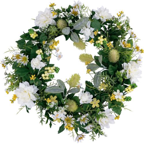 Floristik24 Door wreath wall decoration flowers dahlias banksia white Ø35cm