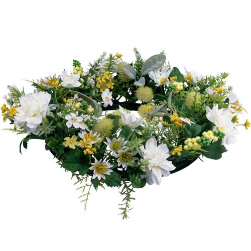 Floristik24 Door wreath wall decoration flowers dahlias banksia white Ø35cm