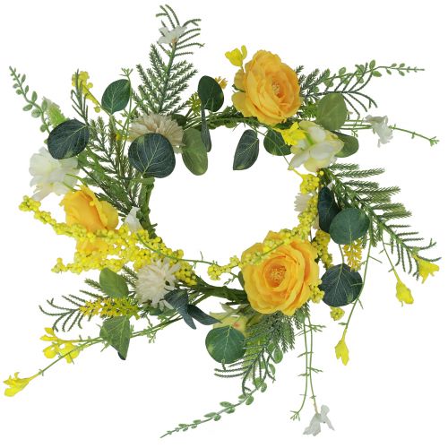 Floristik24 Artificial flower wreath Artificial flower wreath yellow white 42cm